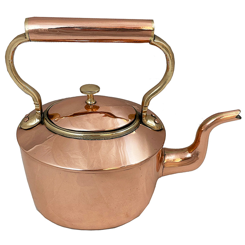 Small Copper & Brass Soutterware Tea Kettle, Ca. 1870 – Elijah Slocum